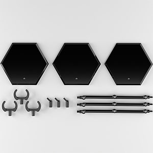 THE シンプルスタンド×3 BLACK[フィギュア＆模型用]〈HEX〉タイプ