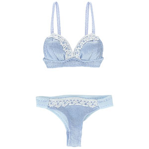 1/6 Q’z エレガントレースブラ＆ショーツset ライトブルー×ホワイト (ドール用)