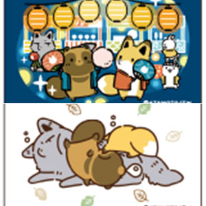 キャンバスボードミニ「タヌキとキツネ」01/公式＆描き下ろしイラスト 8個入りセット