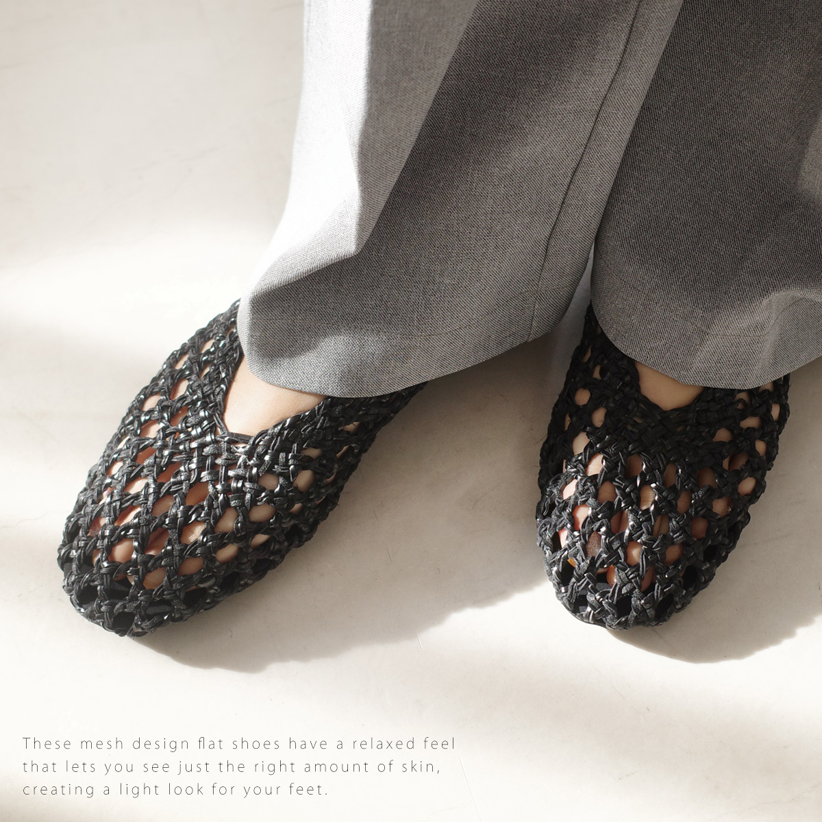 メッシュ フラットシューズ レディース 夏秋春春夏 脱げない 歩き