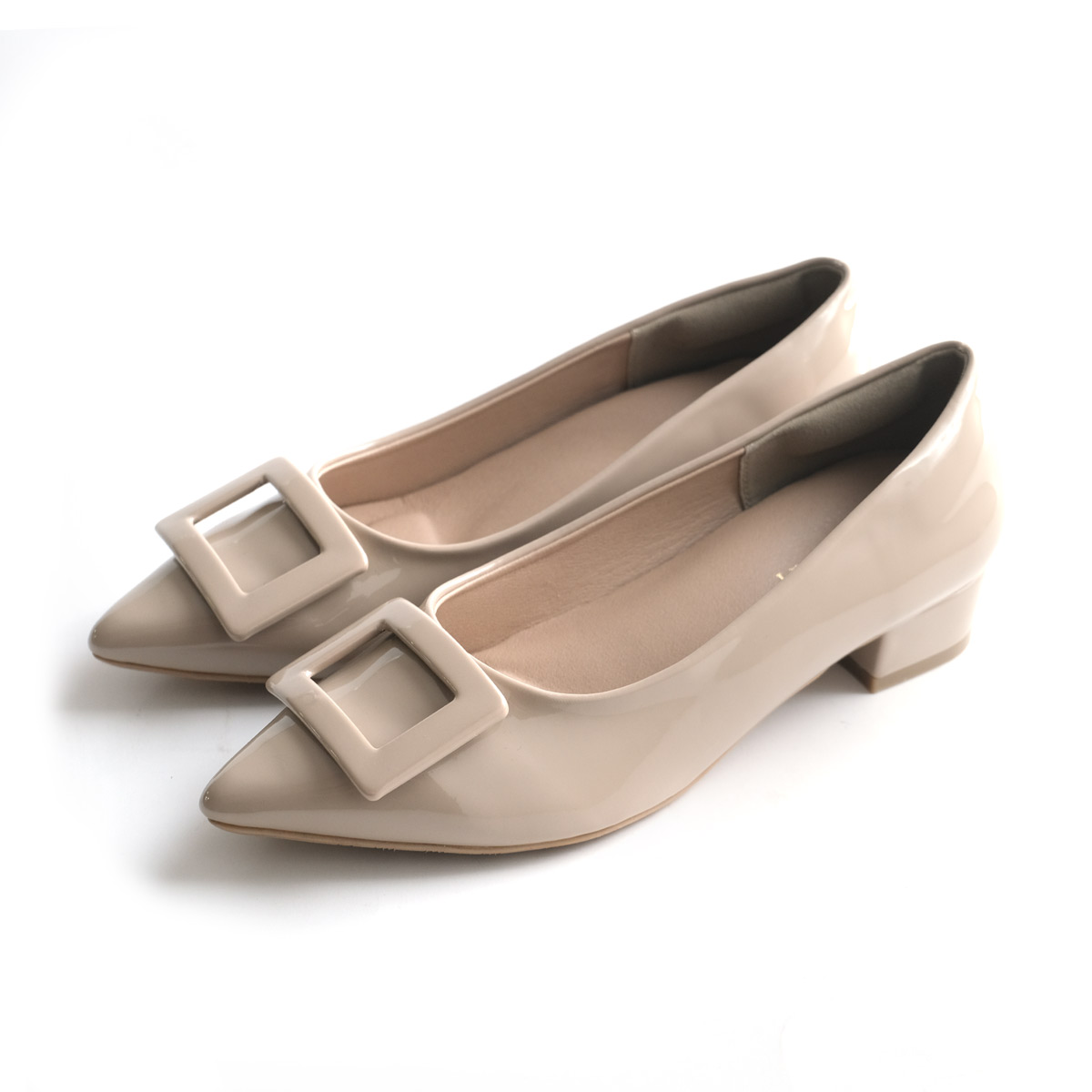 晴雨兼用 生活防水 ポインテッドトゥ バックルモチーフ ローヒールパンプス レディース アミアミamiami | AmiAmi | 02