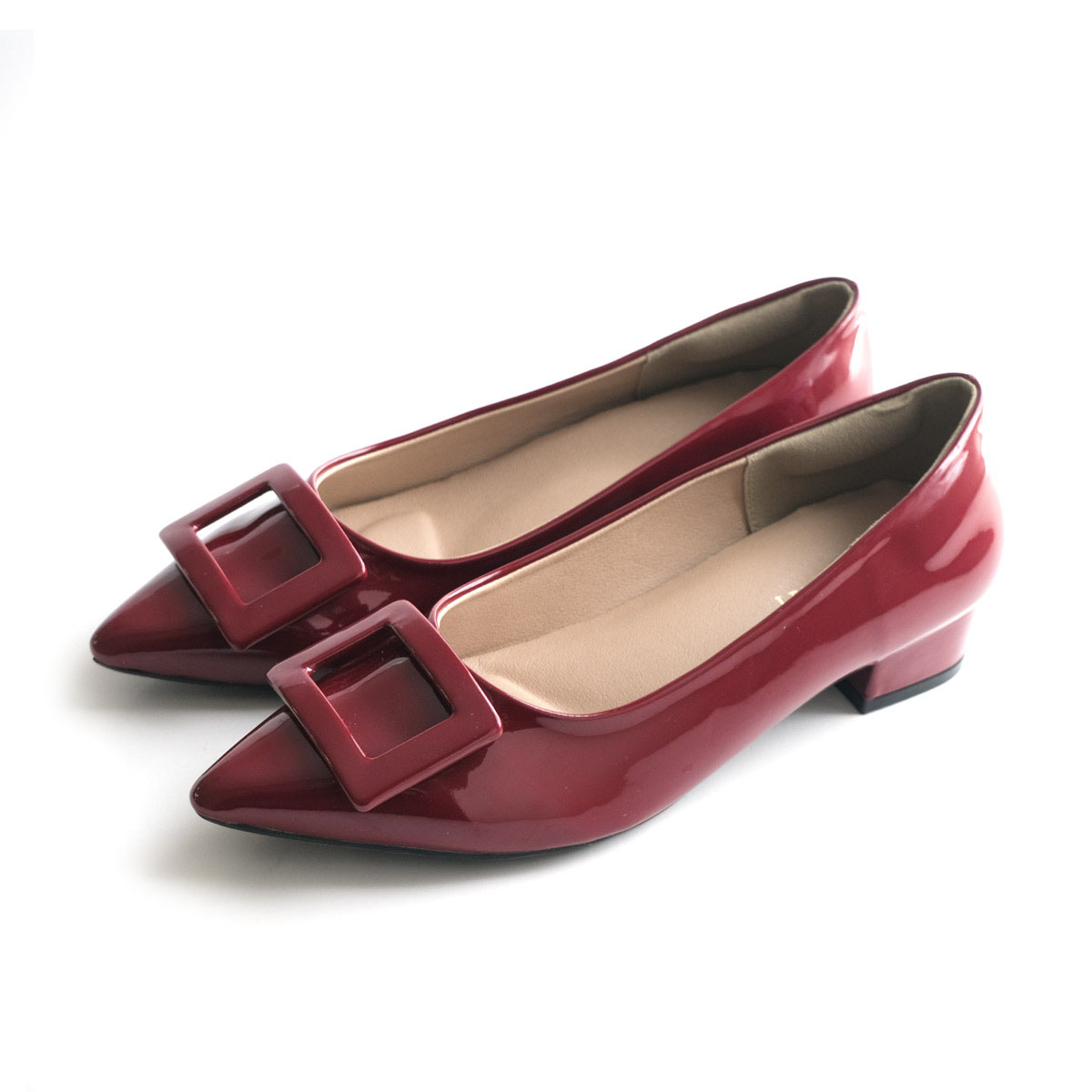 晴雨兼用 生活防水 ポインテッドトゥ バックルモチーフ ローヒールパンプス レディース アミアミamiami | AmiAmi | 03