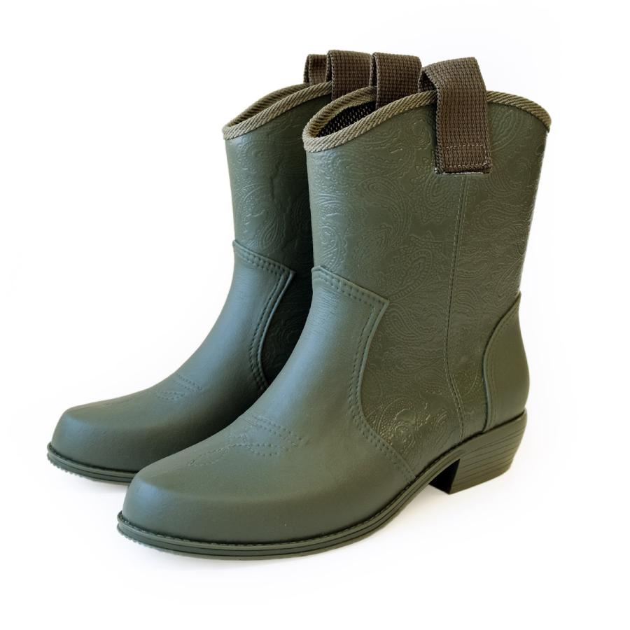 レインブーツ 22 レディース 防水ブーツ ペイズリー柄 ウエスタン ショート ラバーシューズ 日本製 長靴 レインブーツ 22 レディース 防水ブーツ ペイズリー柄 ウエスタン ショート ラバーシューズ 日本製 長靴