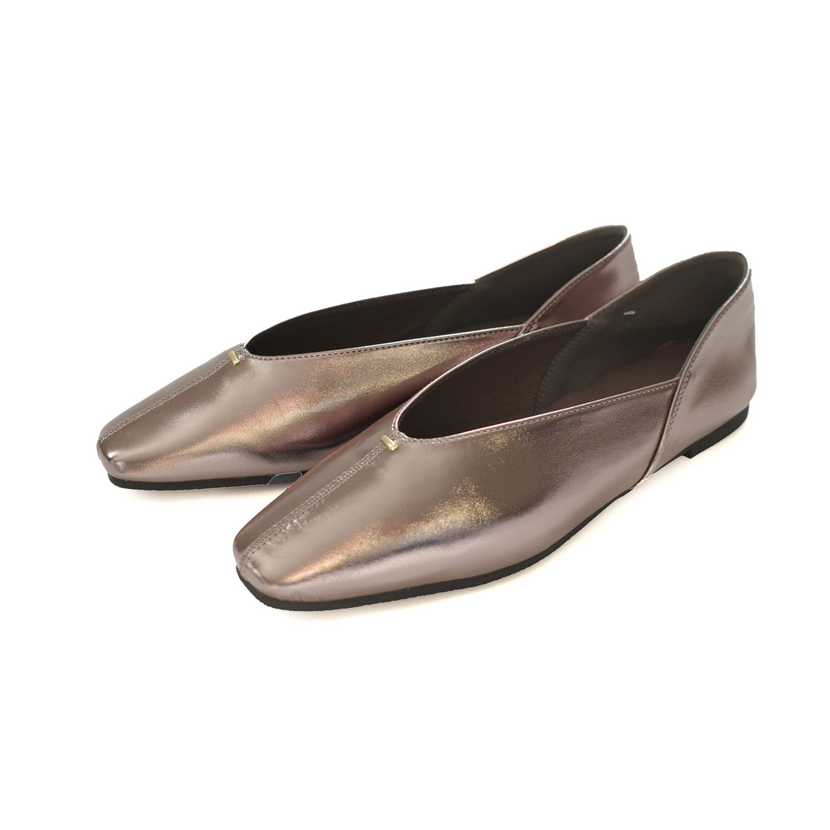 パンプス スクエアトゥVカットゴールドアクセントパンプス ローヒール バブーシュ レディース 柔らか 痛くない フラットシューズ 黒 amiamiアミアミasa | AmiAmi | 05