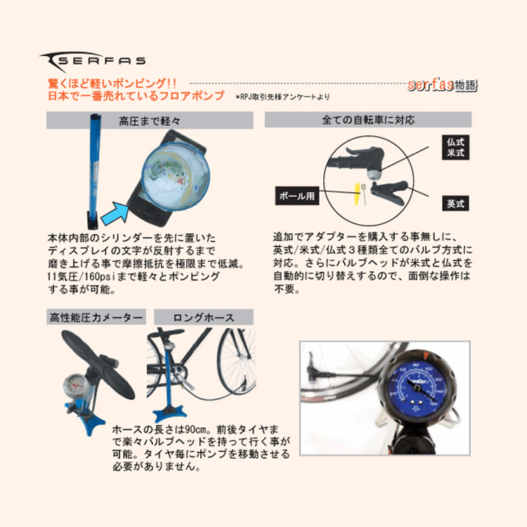 フロアポンプ 空気入れ 自転車 メンテナンス