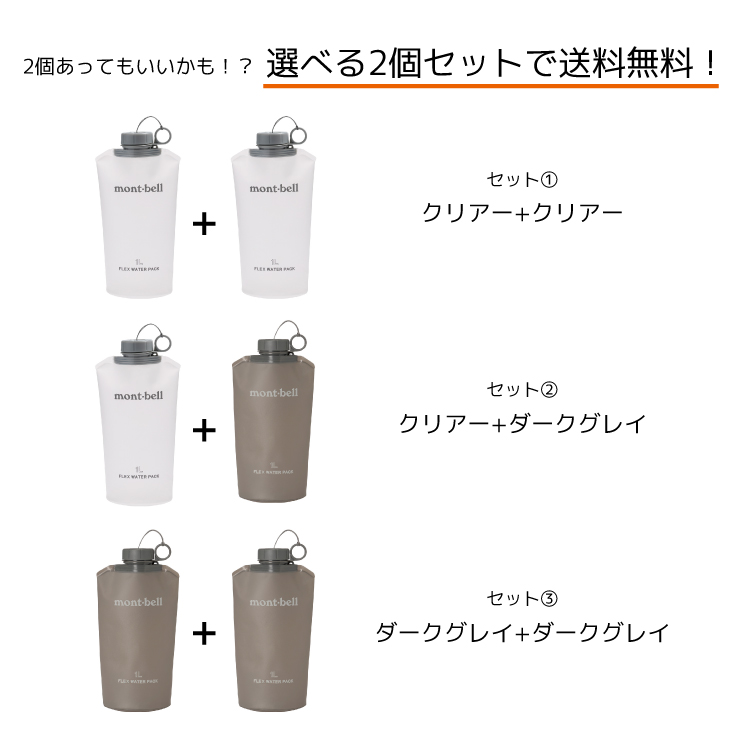 mont-bell モンベル フレックスウォーターパック 1.0L クリアー ダークグレイ ウォーターボトル 水分補給 ソフトボトル 折りたためる コンパクト 軽量 耐熱 耐冷 アウトドア トレッキング キャンプ スポーツ 自転車