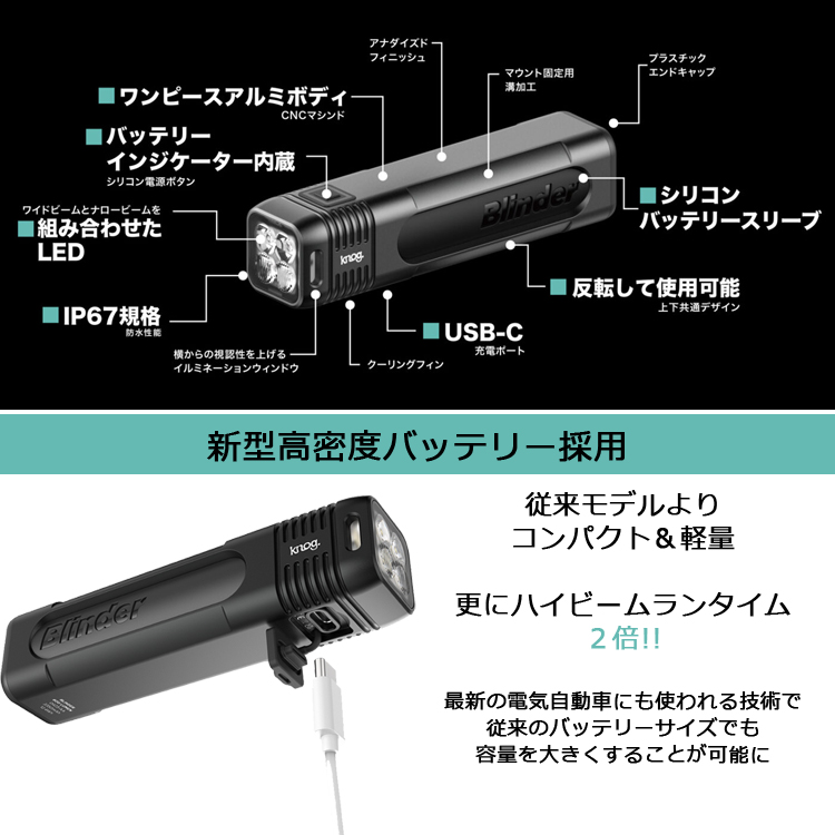 ライト Knog ノグ 自転車用 LEDフロントライト NEW ブラインダー