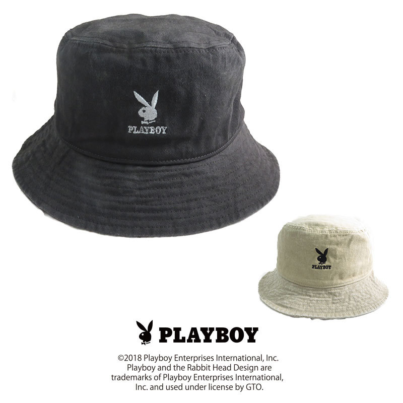 帽子 PLAYBOYバイオウォッシュバケットハット PBC-006 プレイボーイcap