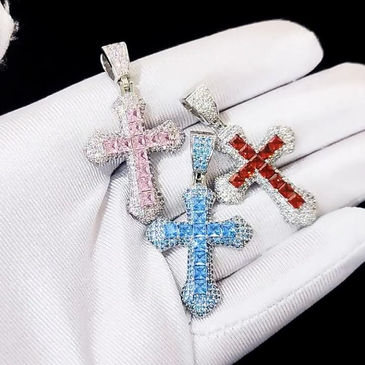 ピンク グラデーション 十字架 クロス ネックレス ペンダント シルバー クロスネックレス シルバー925 【刻印無料】 クロス 十字架