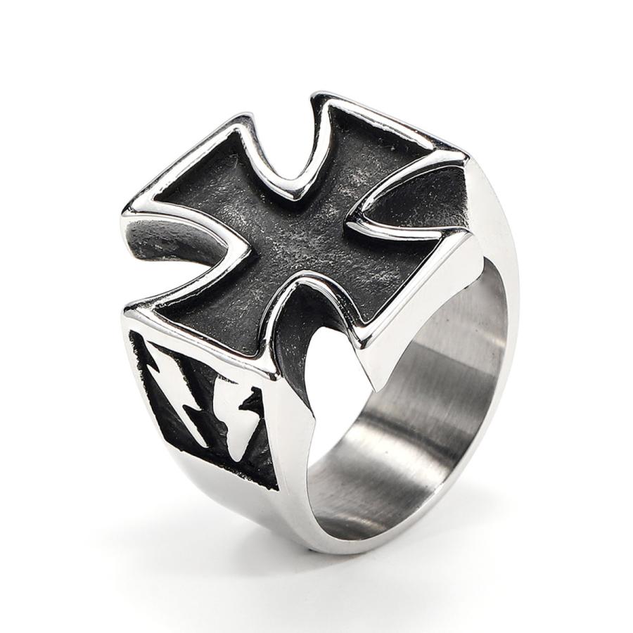 指輪 アイアンクロス リング メンズ 鉄十字 ビッグモチーフ ステンレス