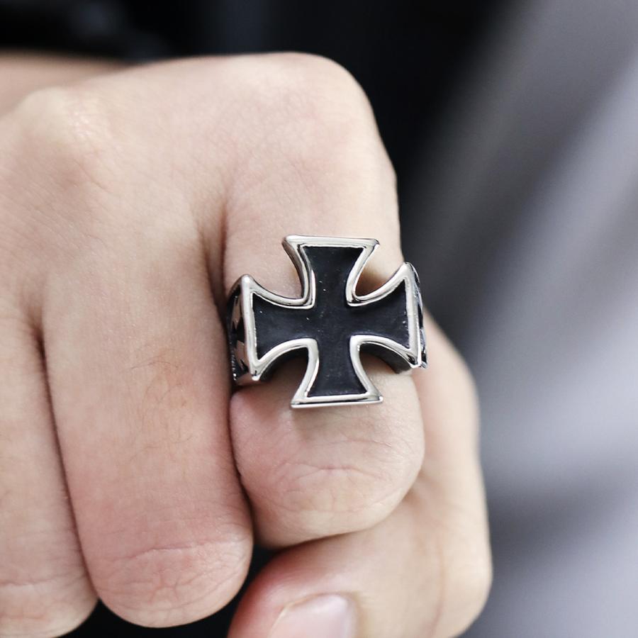 指輪 アイアンクロス リング メンズ 鉄十字 ビッグモチーフ ステンレス
