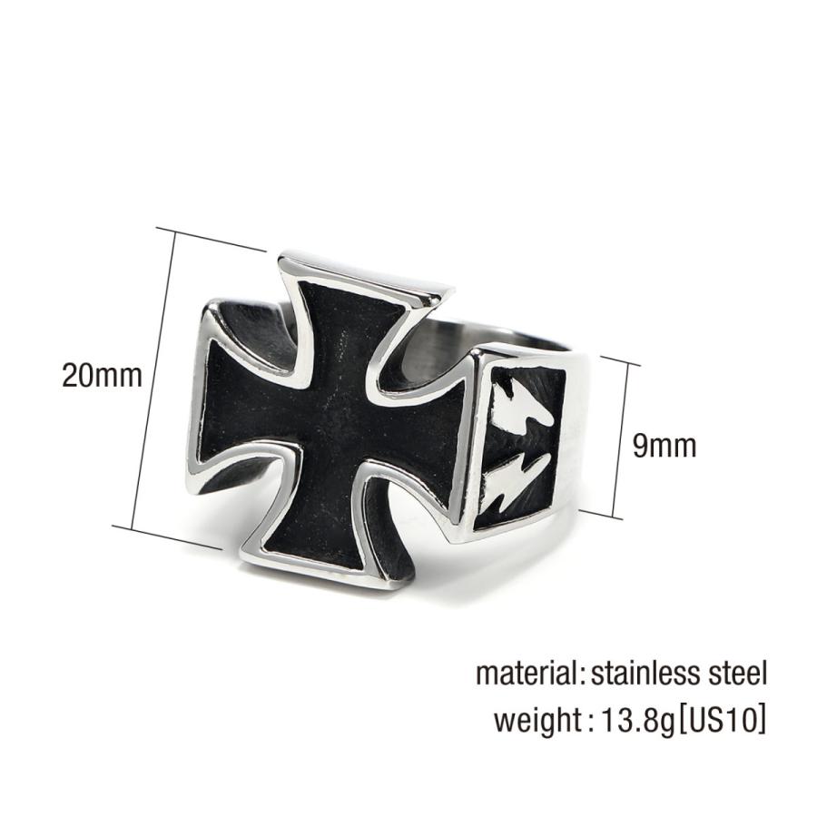 指輪 アイアンクロス リング メンズ 鉄十字 ビッグモチーフ ステンレス
