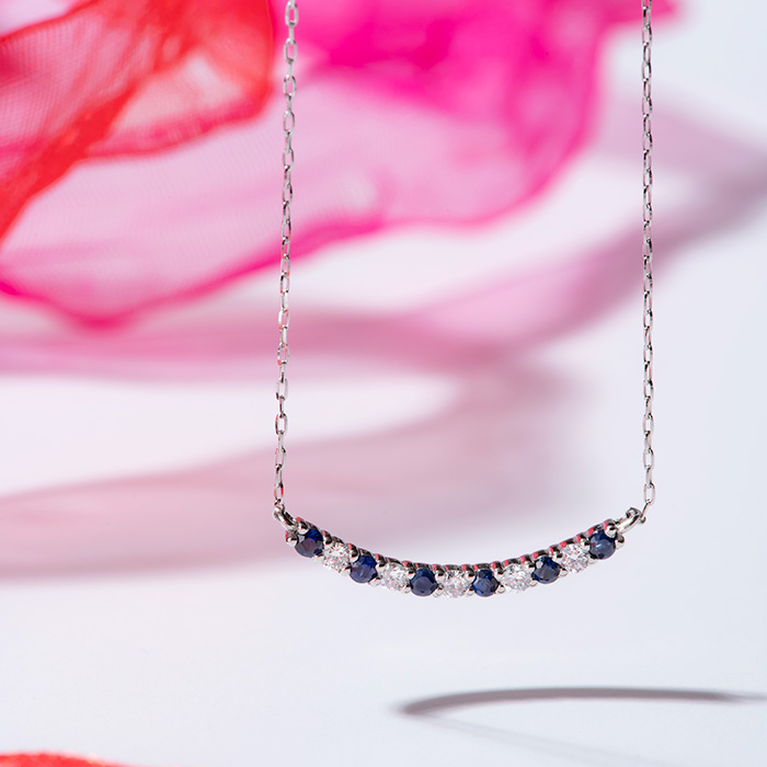 Pt950 K18YG K18PG ブルーサファイア サファイア ダイヤモンド ライン  