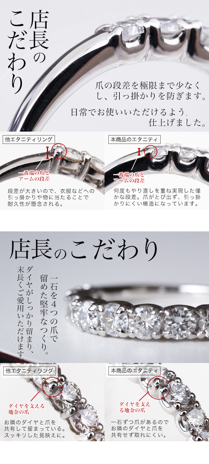 大粒グラデーション ダイヤエタニティリング 1カラット H-SI