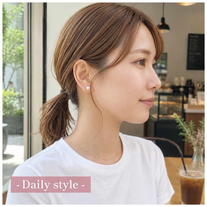 ピアス 18金 パール あこや 7.0-7.5...の詳細画像5