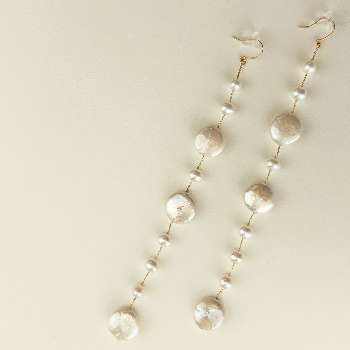 在庫処分】【即日配送】K18YG 淡水パールステーションピアス フック