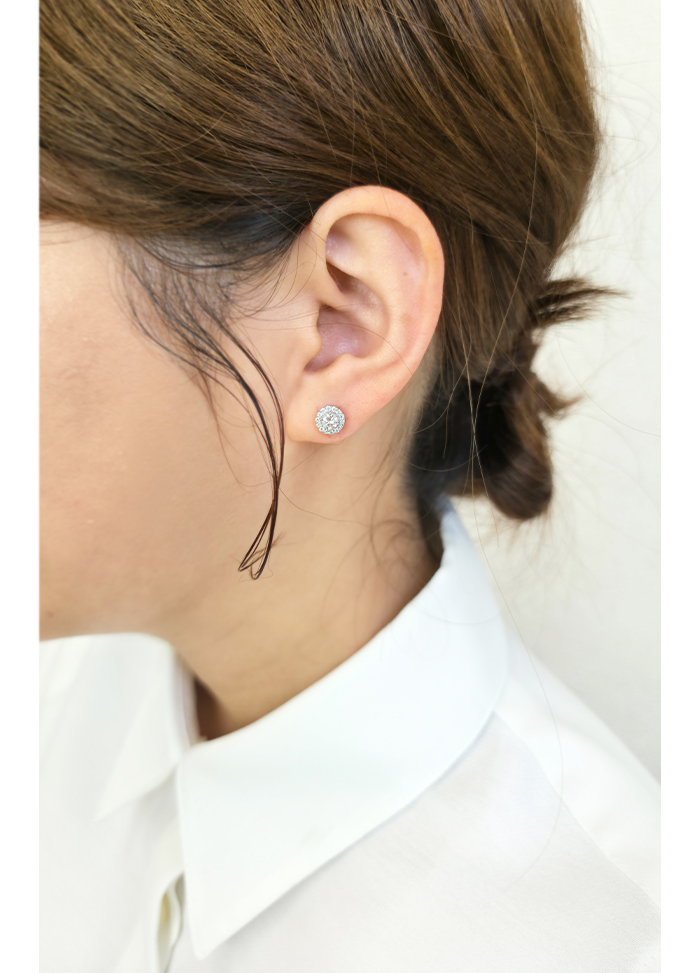 両耳0.6ct ダイヤモンド ピアス プラチナ K18YG SIクラス ヘイロー