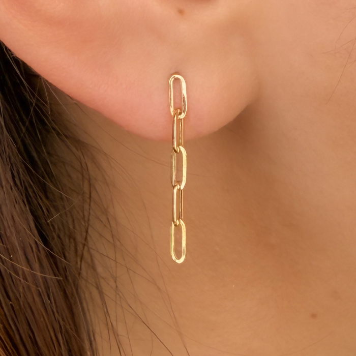 18金 ピアス 幅2.3mmPetit ペーパークリップ K18YG ゴールド 18k k18