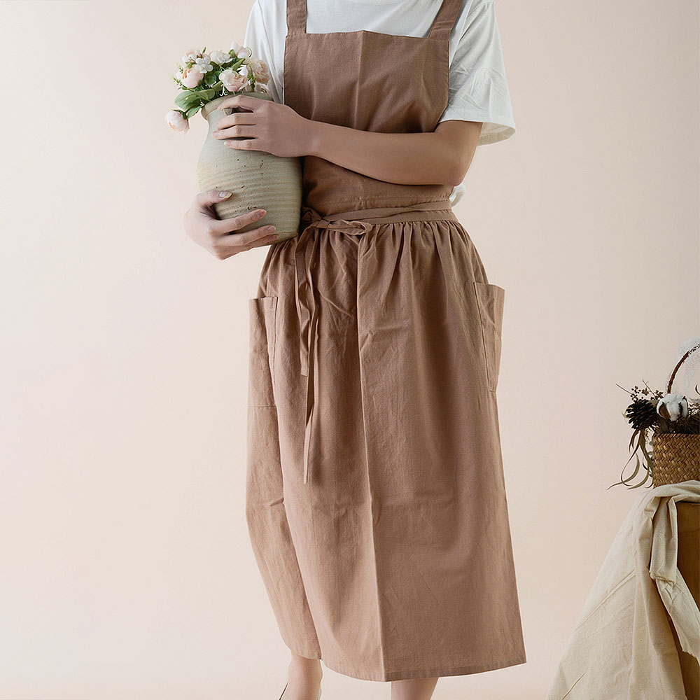 エプロン おしゃれ 女性用 バッククロス コットン100％ ロング かわいい 着簡単 家庭用 |  | 04
