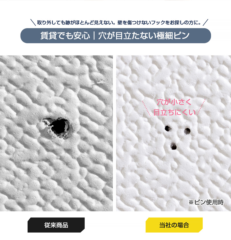 最大16kg 三種類セット 穴の目立たない 強力 ピンフック 石膏ボード用フック Jフック 壁掛けフック ピンが細い 賃貸OK 額縁 時計 絵画 壁掛け収納 おしゃれ 関連画像4