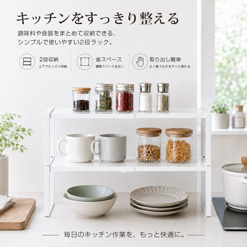 積み重ね可 幅30~54cm スライド 伸縮ラ...の詳細画像1