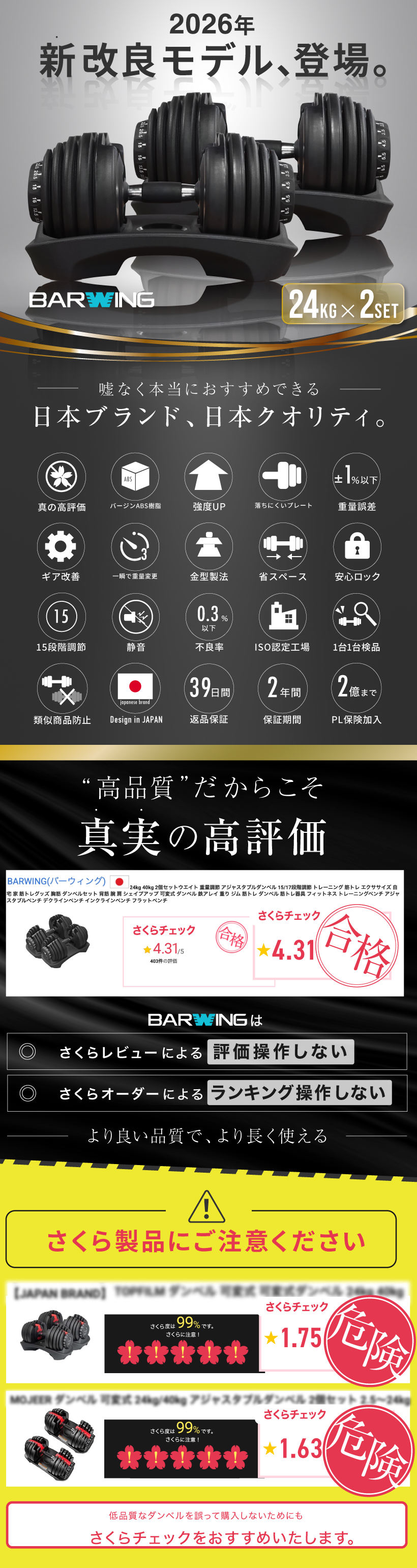 YouTen ☆期間限定価格 1/19まで☆ 可変式ダンベル 24kg 2個セット 15