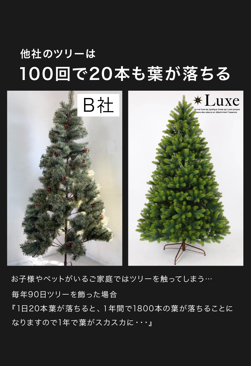 リュクスツリー クリスマスツリー 150cm ヌードツリー まるで本物 北欧 豊富な枝数 Christmastree お洒落