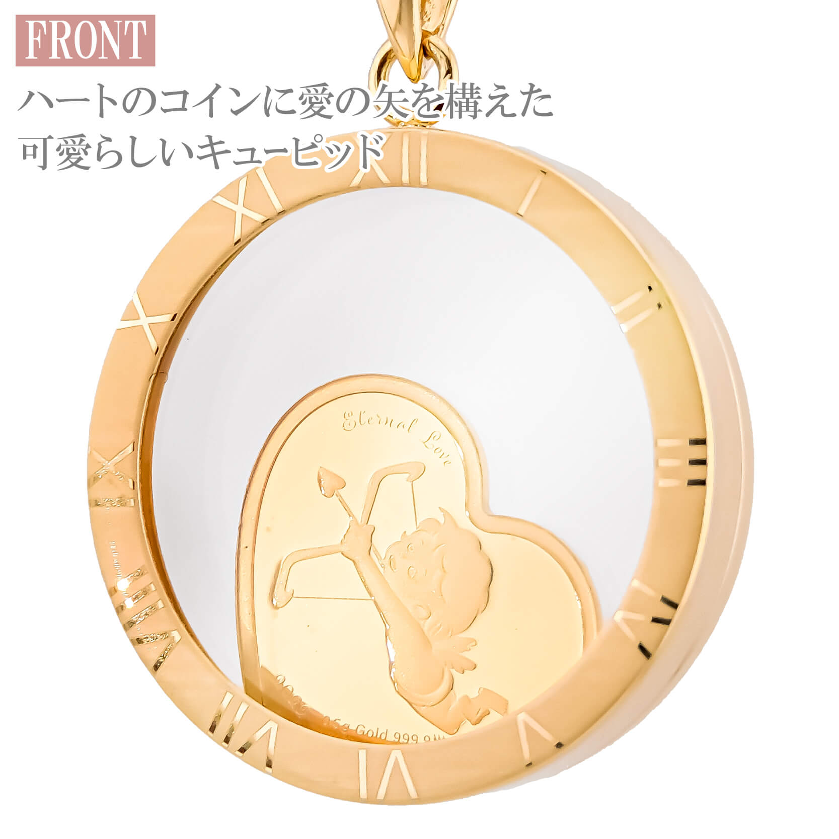 純金 キューピッド cupid ハート コイン 金貨 movin'coin　ペンダントトップ パラオ政府 2022年限定発行 送料無料 メンズ レディースの画像