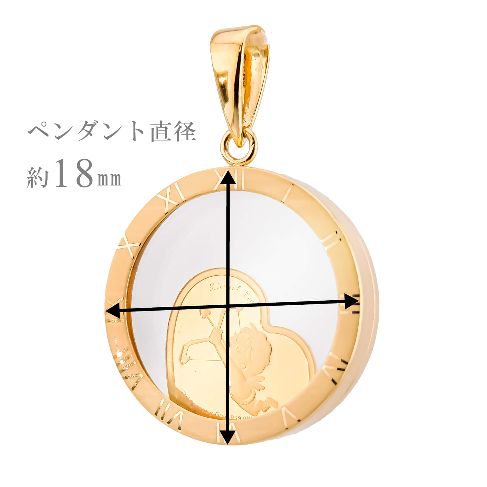 純金 キューピッド cupid ハート コイン 金貨 movin'coin　ペンダントトップ パラオ政府 2022年限定発行 送料無料 メンズ レディースの画像