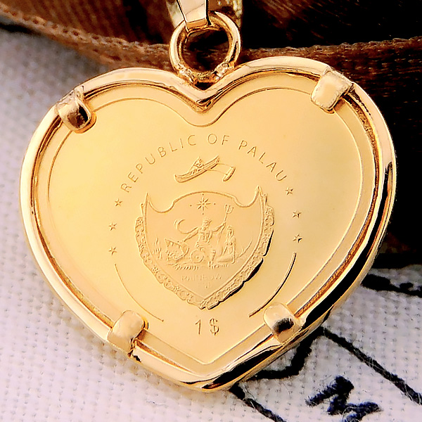 純金 0.5g キューピッド cupid ハート コイン 金貨 ペンダント