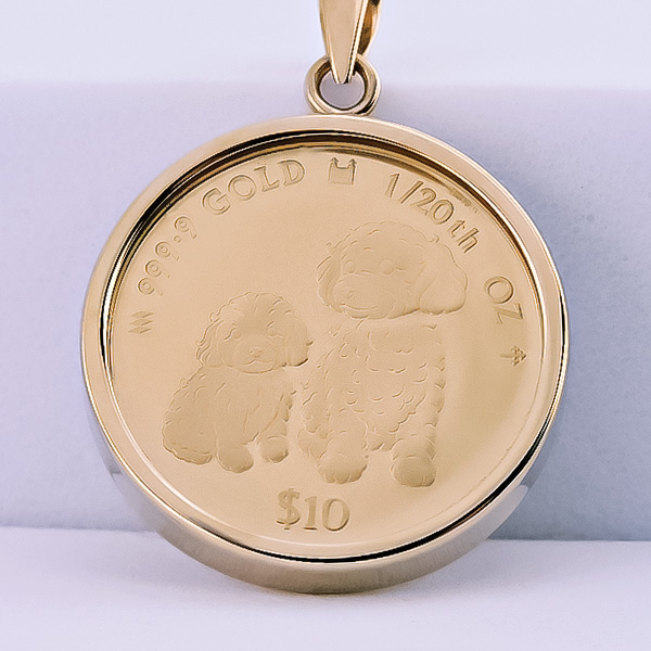 純金1/20オンス Dogs 犬 プードル 親子 コイン 金貨 ペンダント