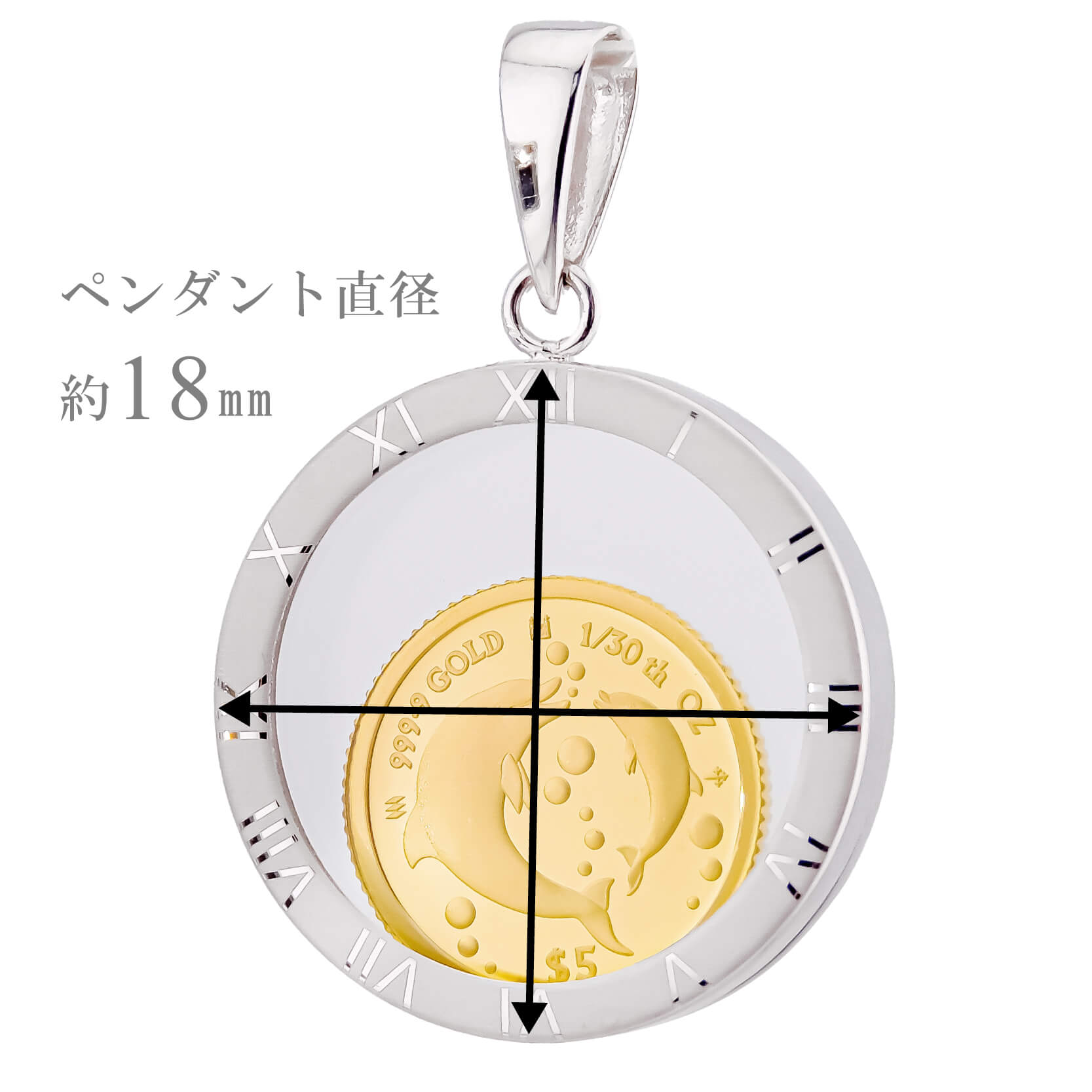 純金 1/30オンス Dolphin イルカ 親子 コイン 金貨 ペンダントトップ 2024年限定 movin' coin ペンダントトップ 2024年限定の画像