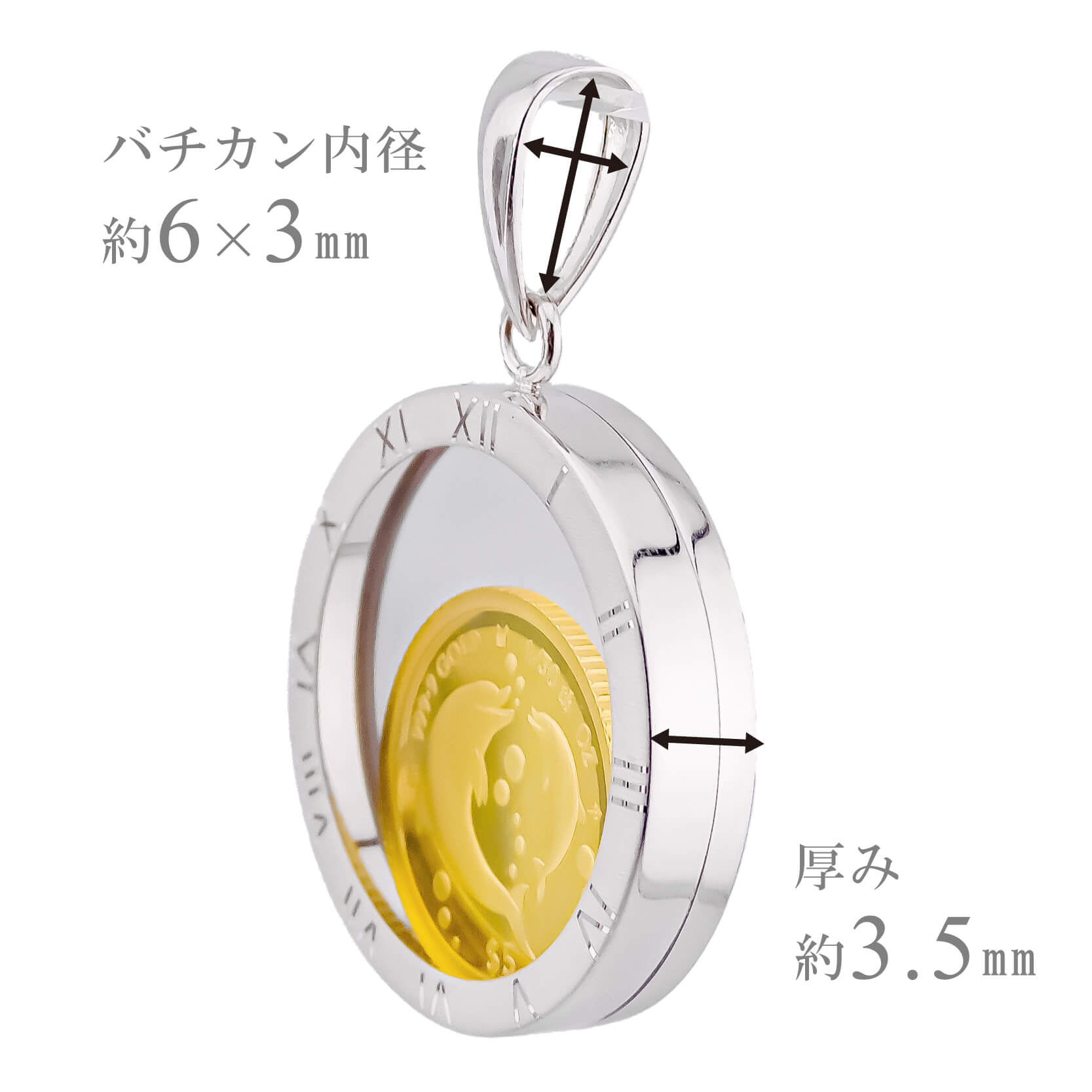 純金 1/30オンス Dolphin イルカ 親子 コイン 金貨 ペンダントトップ 2024年限定 movin' coin ペンダントトップ 2024年限定の画像