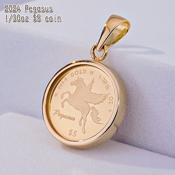 純金 1/30オンス Pegasus ペガサス 親子 コイン 金貨 ペンダントトップ