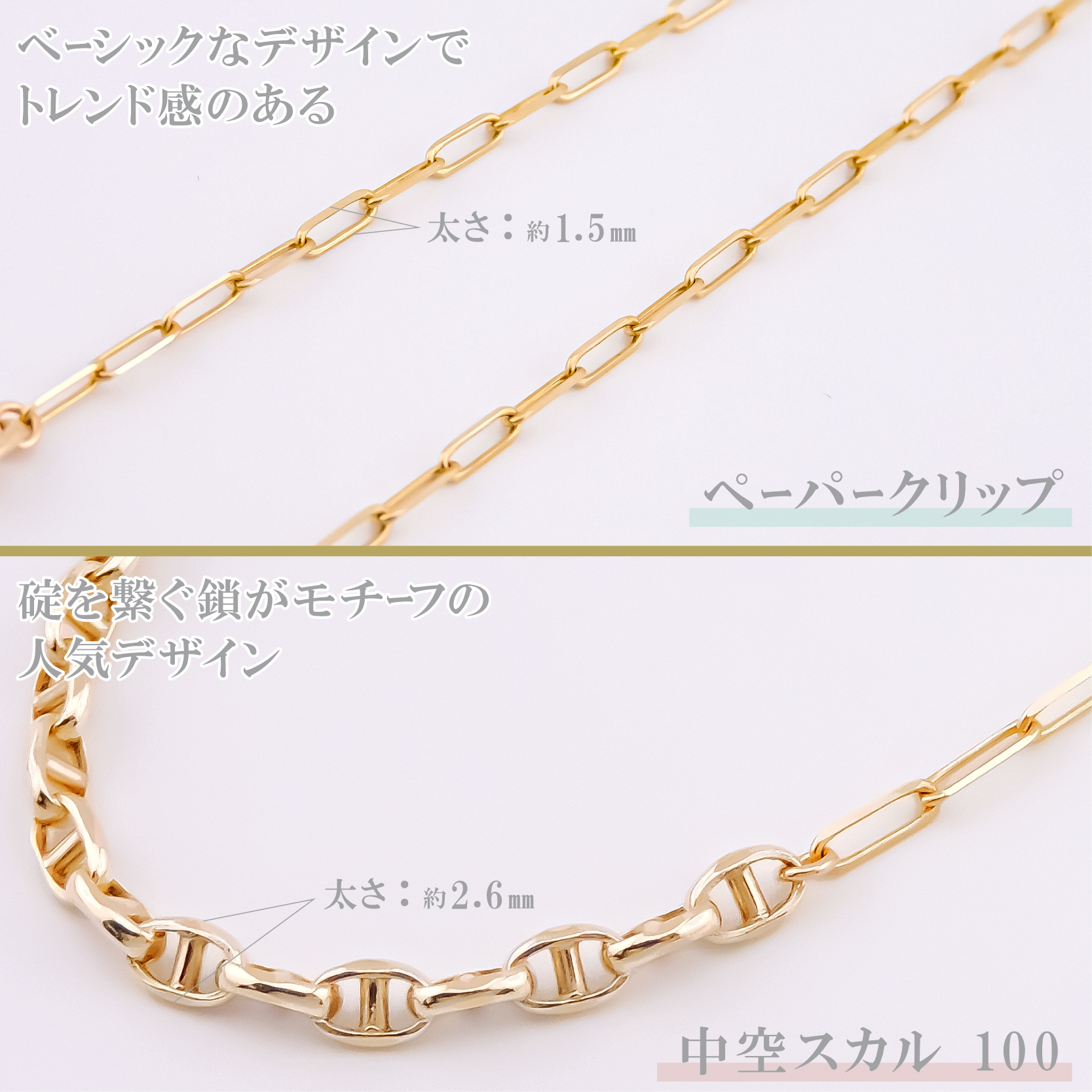 ネックレス チェーン ペーパークリップ 中空スカル ステーション