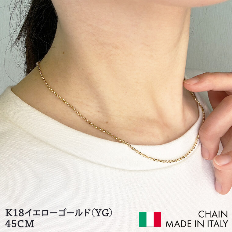 K18 18金 k18 ネックレス チェーン 中空カットエスカルゴ レディース メンズ 約1.9mm幅 金属アレルギー 45cm 女性用 男性用 080 ゴールドの画像