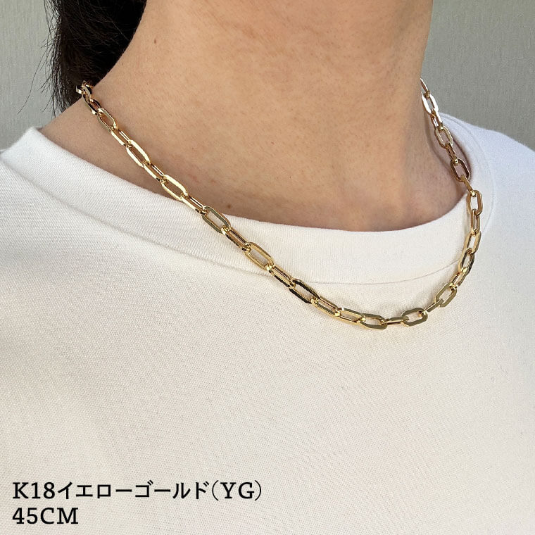 ネックレス チェーン 中空ペーパークリップ K18 18金 k18 レディース