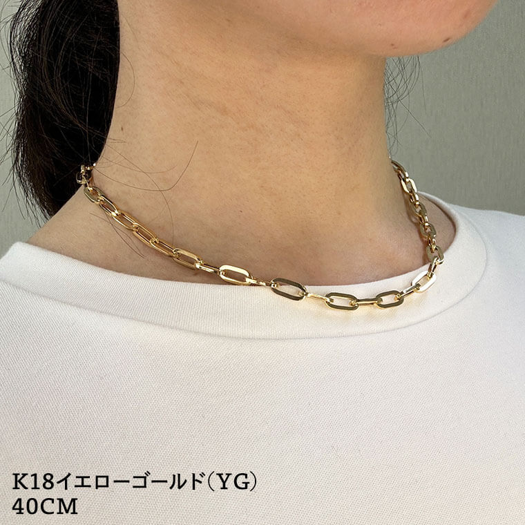 ネックレス チェーン 中空ペーパークリップ K18 18金 k18 レディース 