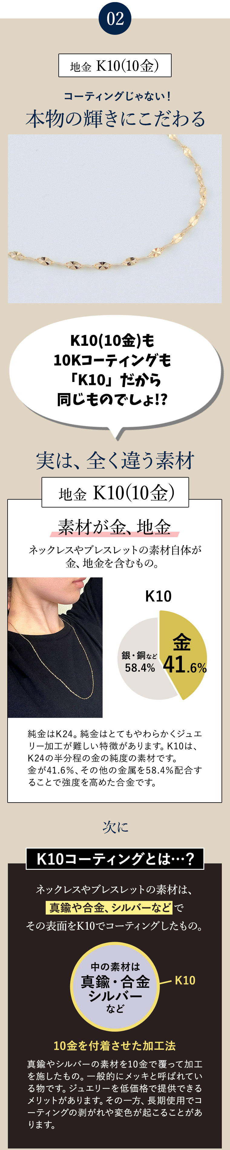 K10 10金 k10 ネックレス チェーン ミラーエクレア レディース メンズ 1.6mm幅