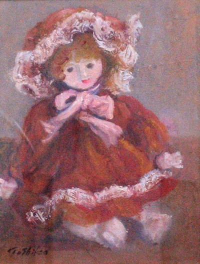 油絵　思い出　人形 絵画 油絵 原画 吉田利子 『思い出の人形』 静物画 SM : B・美