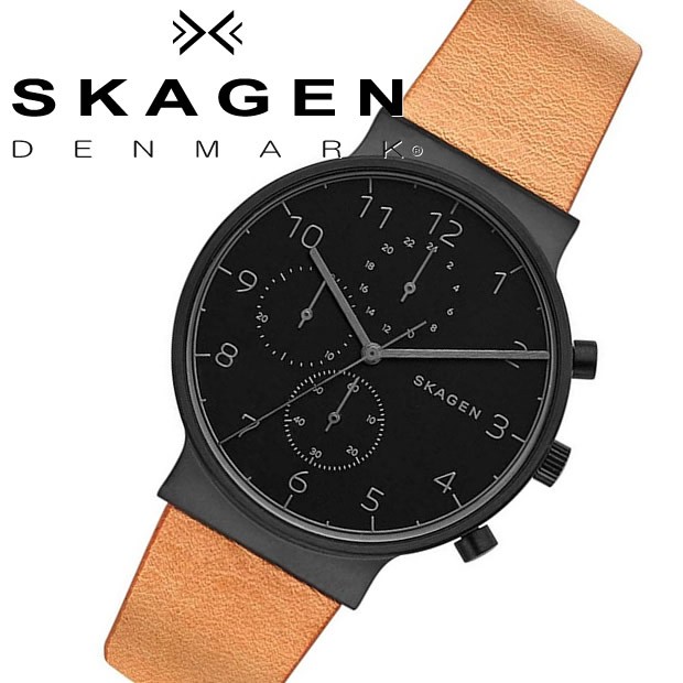 SKAGEN 腕時計 クロノグラフ レザー ブラック SKW6359 - 通販