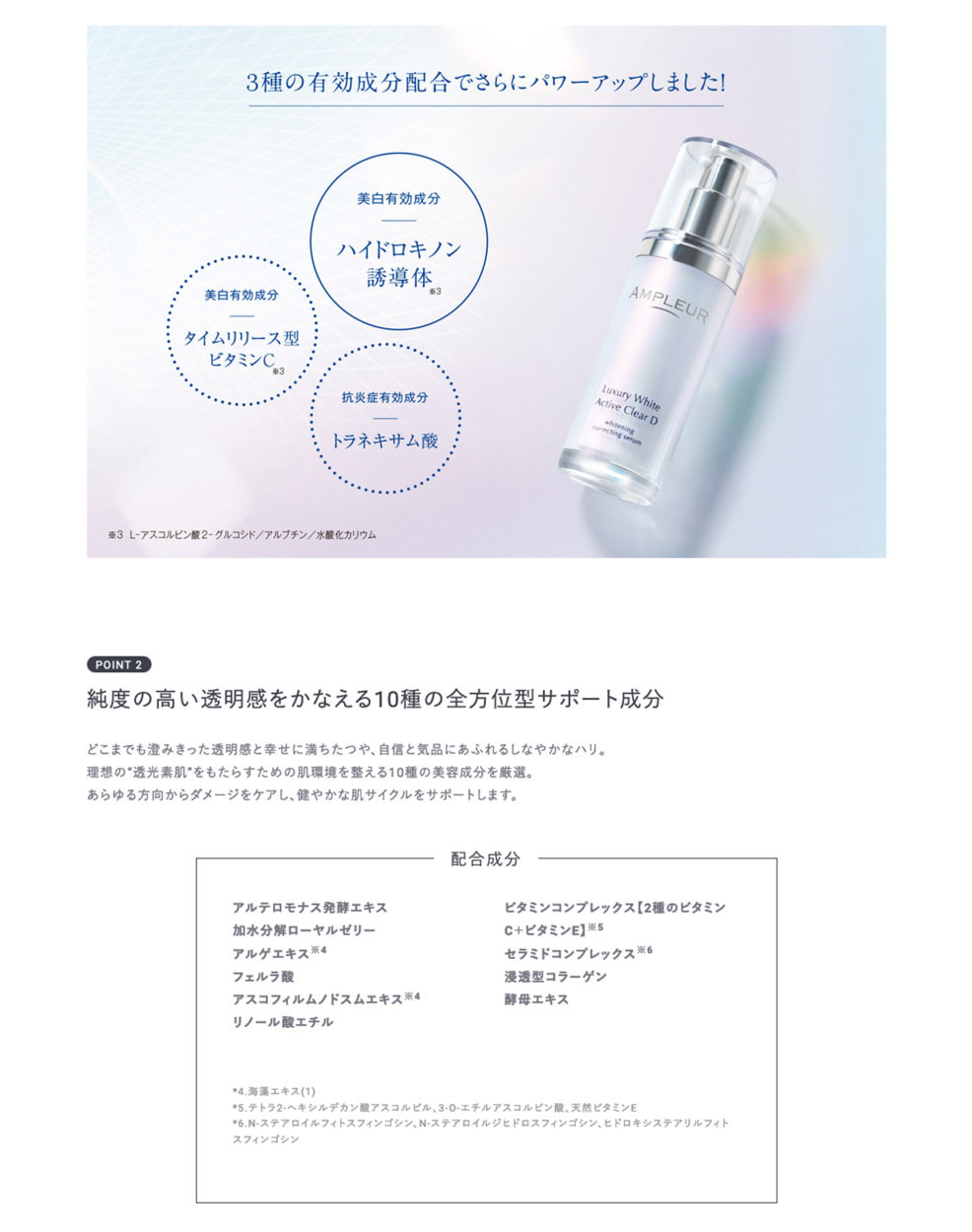アンプルール【24時間・美白美容液】ラグジュアリーホワイト「薬用アクティブクリアD」医薬部外品 30mL ドクターズコスメ ハイドロキノン ビタミンC トラネキサム酸 シミ くすみ そばかす スキンケア