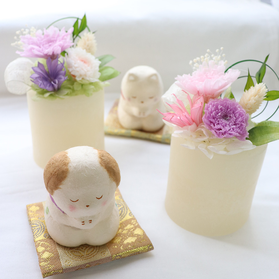 喪中見舞い ペット お悔やみ お供え 花 虹の橋 犬 プリザーブド