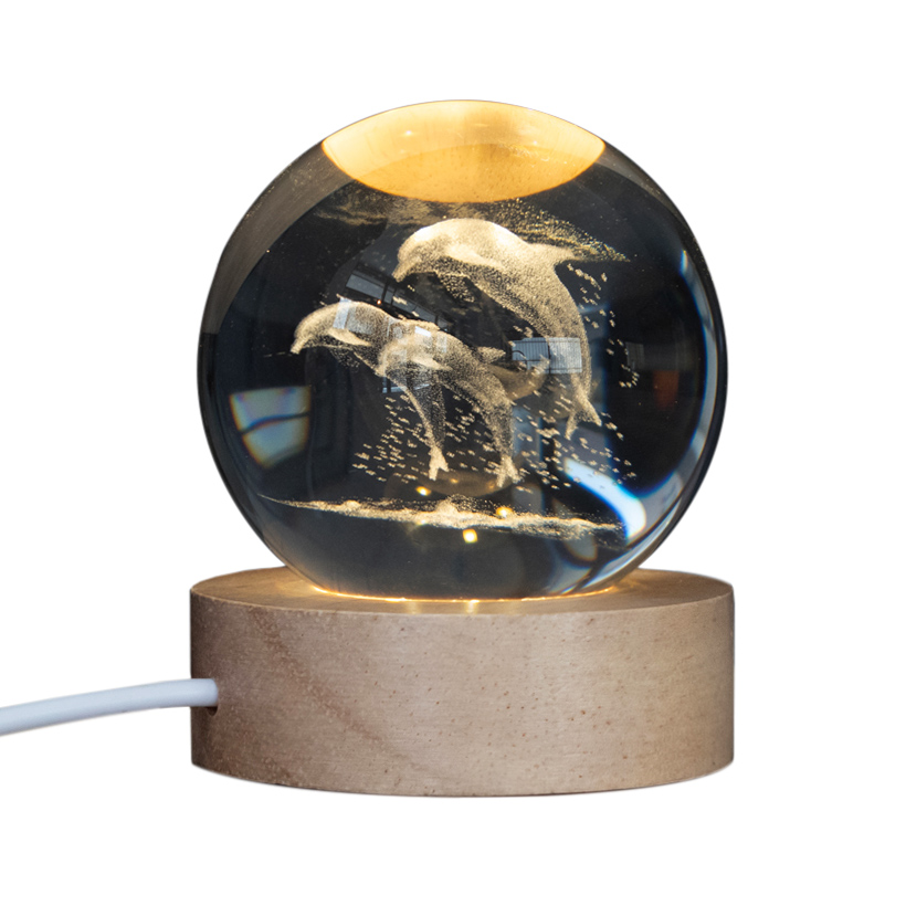 ISHIGURO オブジェ 置物 クリスタルボール クリスタル 3D LED USB