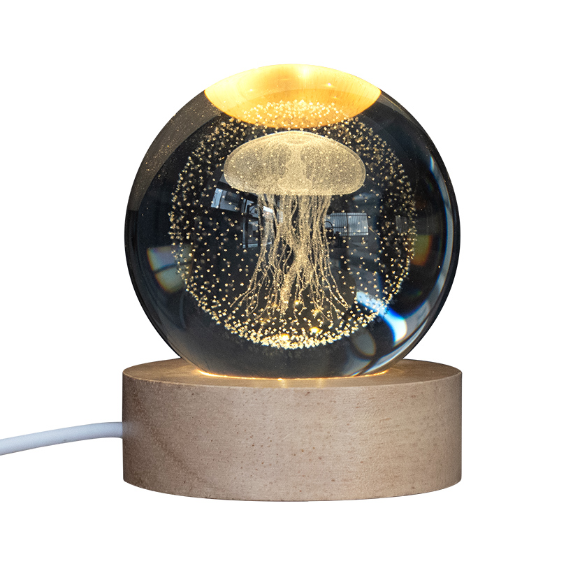 ISHIGURO オブジェ 置物 クリスタルボール クリスタル 3D LED USB