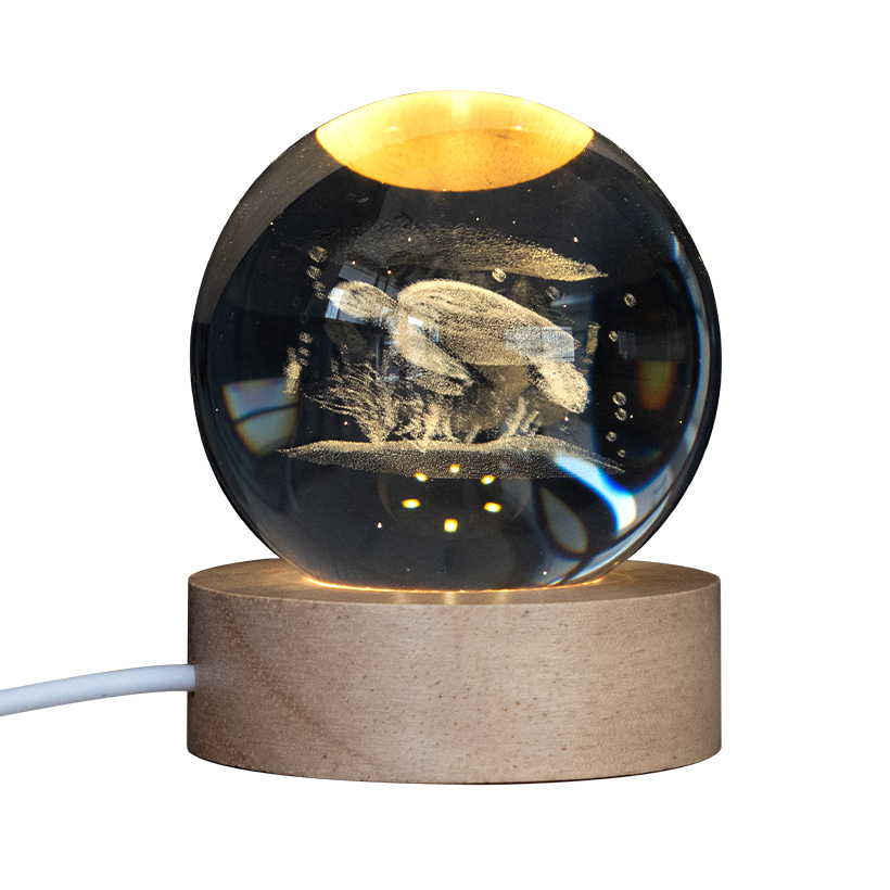 ISHIGURO オブジェ 置物 クリスタルボール クリスタル 3D LED USB
