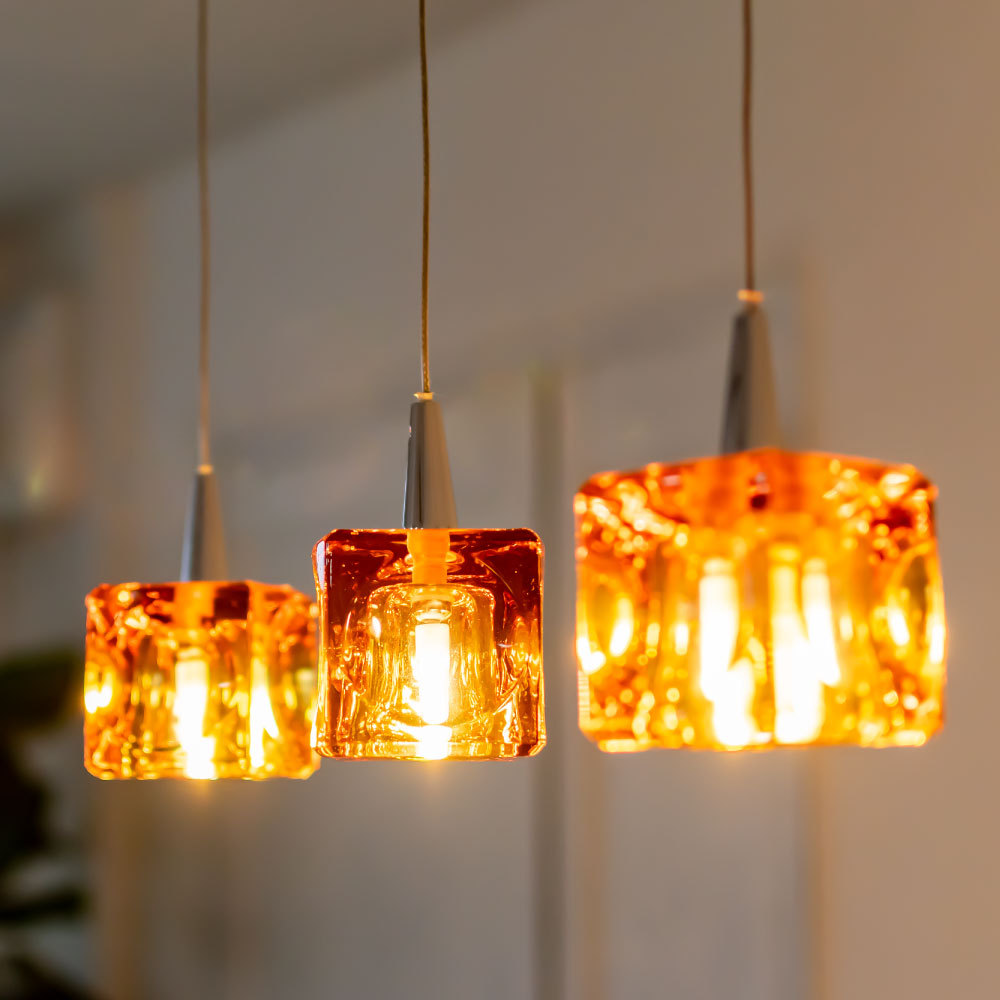 キシマ ガラスキューブ 5灯ペンダントライト LED - 天井照明