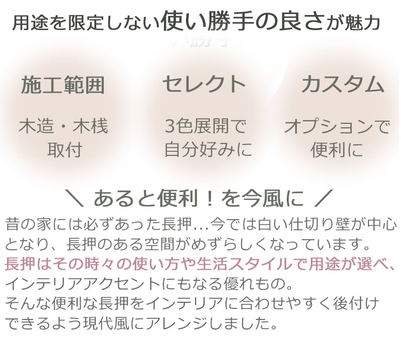 空いてる壁を収納に 木壁・木桟 へのお取り付けに 長押レール MR4097/MR4064/MR4062 長押ラック D50 900ｍｍ