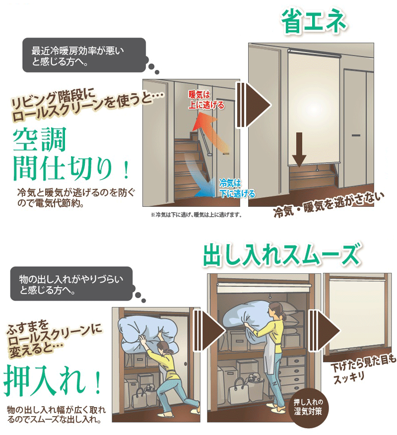 つっぱりロールスクリーン 目隠しや間仕切りとしても使用可能 ロールカーテン ネジ不要 既製品 ●60×135cm 遮光タイプ｜amrie｜14