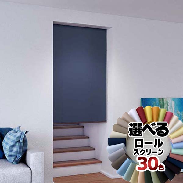 送料無料 カーテンレール 取付可 無地 窓回り 収納 目隠し 空間 間仕切り 立川機工 ロールスクリーン ココルン | 